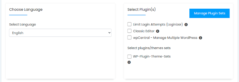 pdHosting WordPress Install Site Language