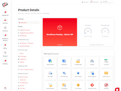 wordpress hosting control panel