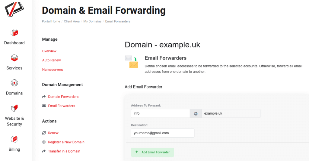 PDHOSTING, Domain and Email Forwarder