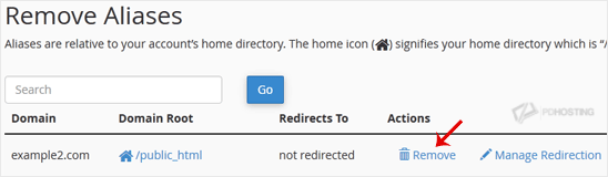 Remove parked Domain