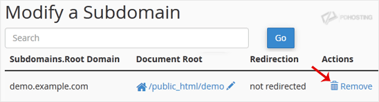 Modify - remove Subdomain
