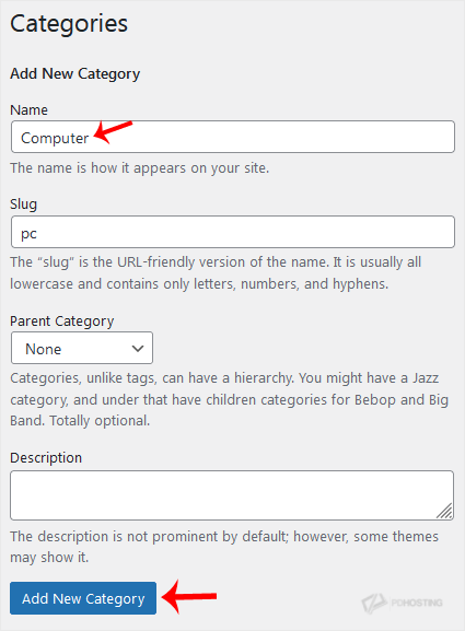 WordPress Add New Category