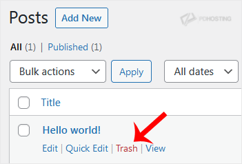 WordPress, remove post
