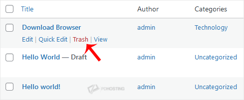 WordPress, removing selected Blog Post