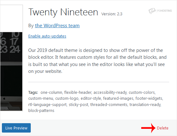 WordPress Delete Theme