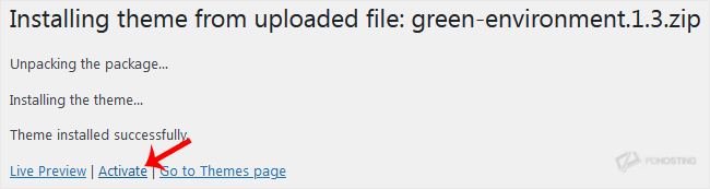 Activate Uploaded Theme