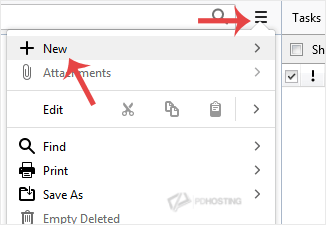 Mozilla Thunderbird menu