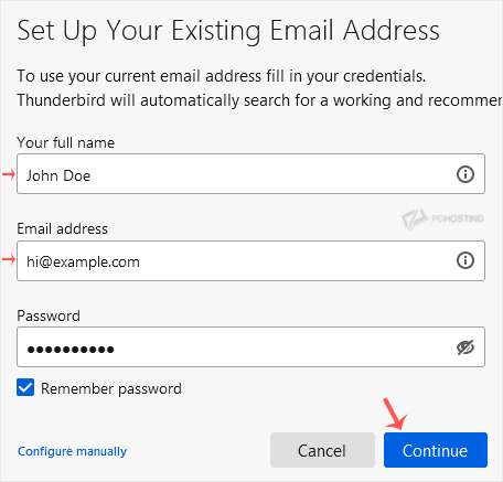 Thunderbird setup cPanel email account