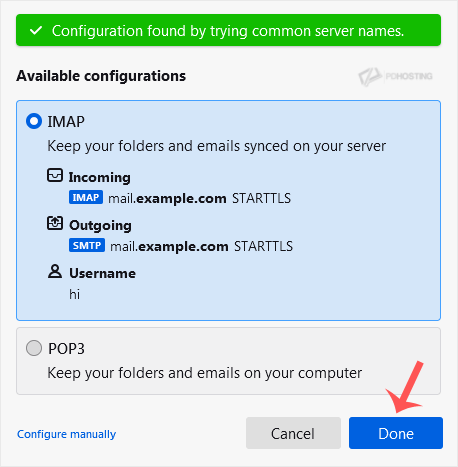 Thunderbird email setup, done