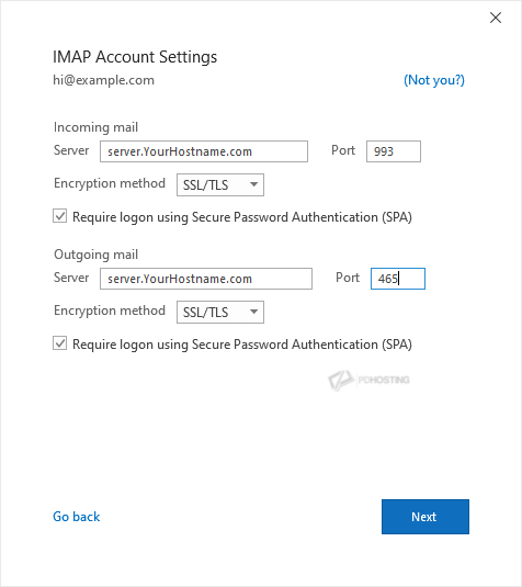 Outlook IMAP settings