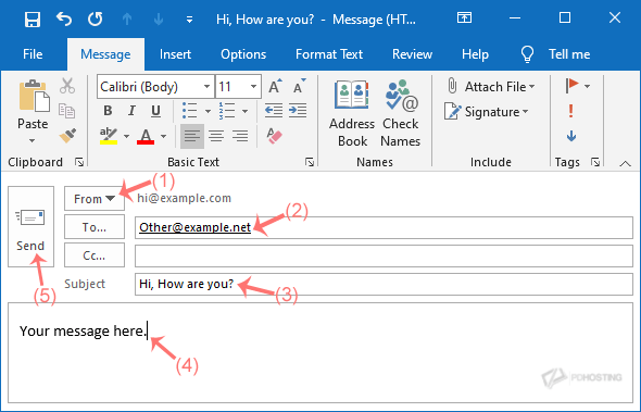 Outlook 2019, send email