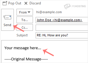 Outlook Reply and send email