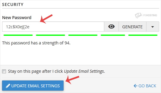Email password change new password