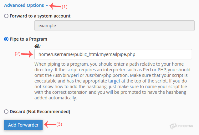 forward an email to a mail pipe