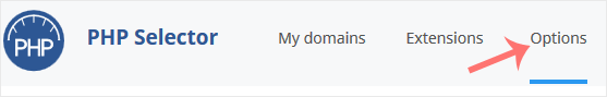 CloudLinux PHP Selector Options Tab